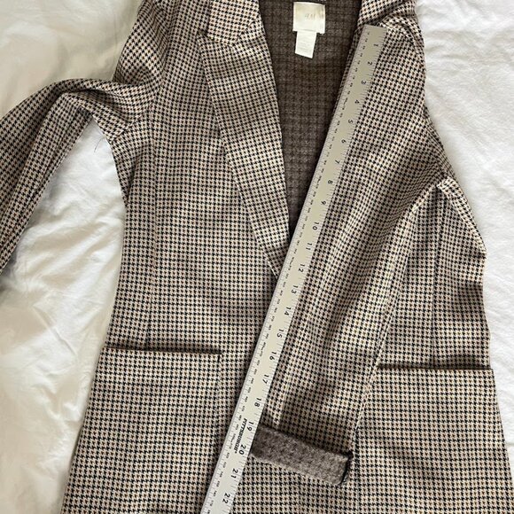 H&M Women’s Brown Plaid Blazer Button Pockets, Size 2, - Picture 13 of 13